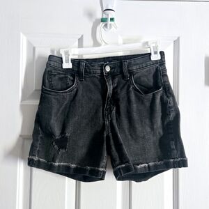 Old Navy Charcoal Denim Shorts with Distressed Hem